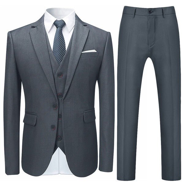 Mens 3 Piece Single Vent Formal 2 Button Suit Set - Maximum Wellness Collections